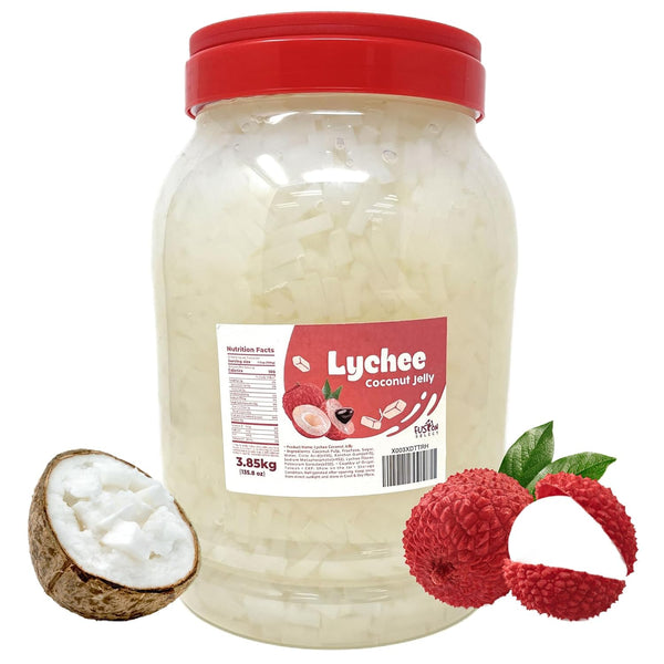 Fusion Select Lychee Jelly Coconut Jelly with Fruit Flavored for Bubble Tea,