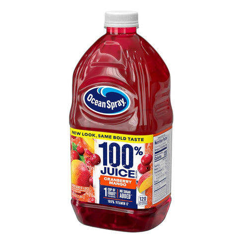 100% 64 Oz (Pack 8) Ocean Spray Juice Cranberry Mango Juice Blend, Fl Bottle