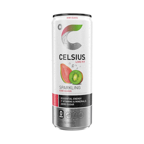12 Oz (Pack 4) CELSIUS Sparkling Kiwi Guava, Sugar Free Energy Drink, Fl