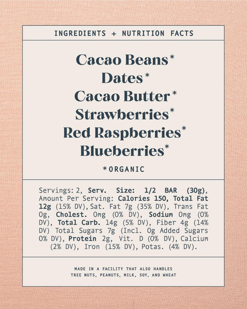 Mulberry, 2.1 Spring & Bar Chocolate Pure Mixed Berry Date Sweetened, Ounce
