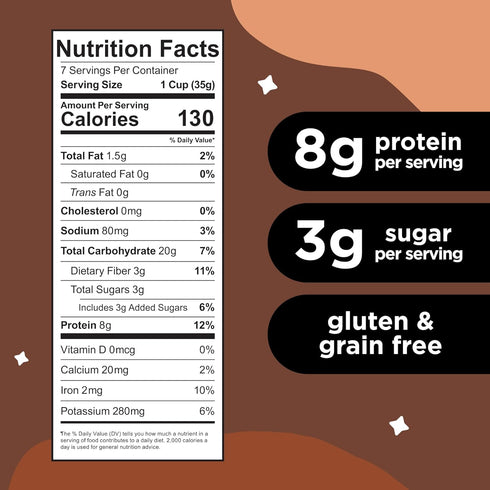 8g 3g 6-Pack Three Wishes Grain-Free Protein Breakfast Cereal, Protein and Fiber - Healthy, Low-Sugar Breakfast Cereal