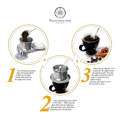 Trung Nguyen 1 (15 oz) Premium Blend Roasted Ground Coffee Blend Strong and Bold Arabica & Robusta Chocolate Flavor