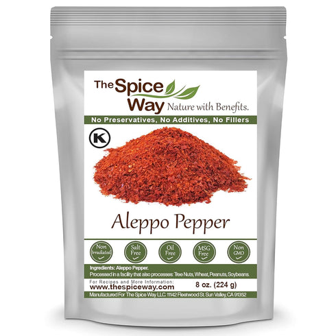 The Spice Way - Premium Aleppo Pepper, 8 oz, Crushed Aleppo Pepper Flakes for Turkish and Mediterranean Cooking