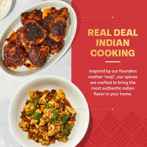moji masala Indian Spice Set - 2 Pack, Tandoori-Style Chicken Masala & Cauliflower/Gobi Masala Mix