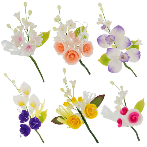 Global Sugar Art Assorted Small Sugar Cake Flowers Floral Sprays, Set A,