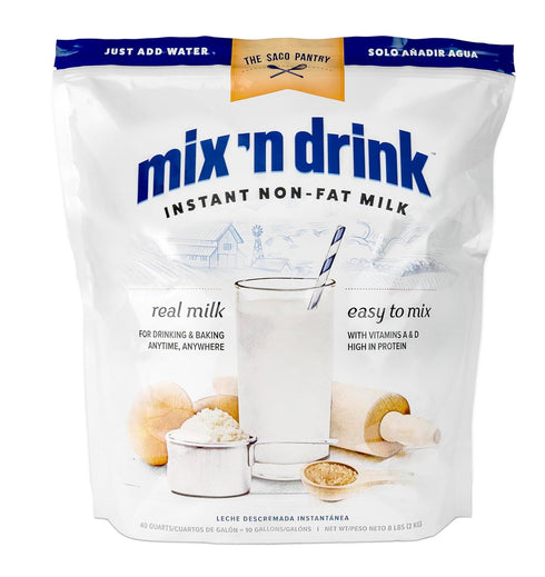 SACO Mix 'n Drink Instant Skim Milk, Fat-Free, GMO-Free, Gluten-Free, Nut-Free, rBST