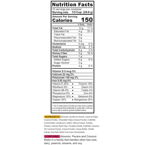 YOLEEZ 1g 10 TGB Chocolate Keto Granola | Net Carb Cereal | Gluten Free Low Carb Nut Snack, Ounces