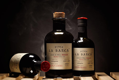 16.9 Oz (500 ml) Finca La Barca | Smoked Arbequina | Extra Virgin Olive Oil | Extremadura Spain | Finishing & Drizzling