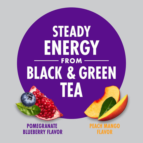 V8 Pack, 8 OZ (Pack 24) +ENERGY Pomegranate Blueberry and Peach Mango Energy Drink Variety FL Can