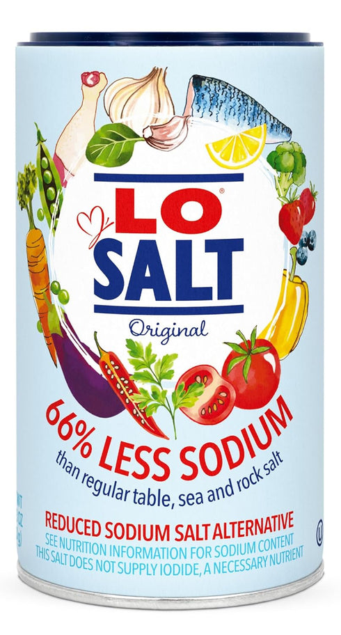 LOSALT Reduced Sodium Salt - Original Non-Iodised, 12.3oz/350g Tub, 66% Less Sodium, Great Tasting Substitute