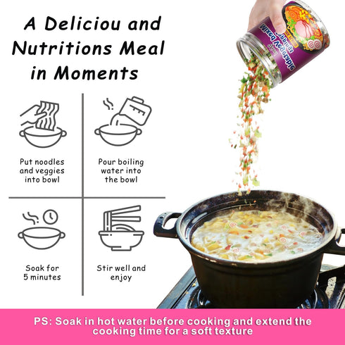 Yimi Dried Ramen Toppings, Dried Mixed Vegetables Toppings - Dehydrated Vegetables | Freeze Dried Fish Cake | Cabbage |
