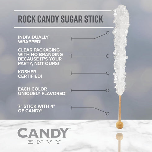 36 Purple Rock Candy Sugar Sticks - Grape Flavored - Individually Wrapped Purple Candy Treats