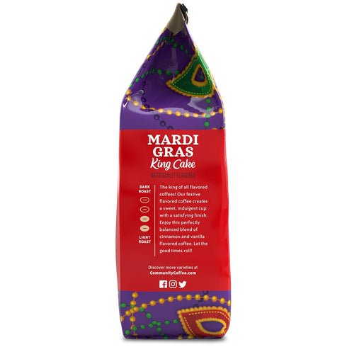 Community 12 12 (Pack 1) Coffee Mardi Gras King Cake Flavored Ounces, Medium Roast Ground Coffee, Ounce Bag