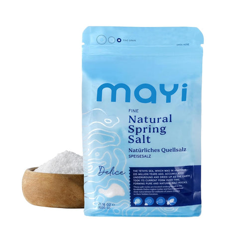 MAY Natural Spring Fine Ground Salt 1.2 lb - Hand-Harvested, Kosher, Microplastic-Free,