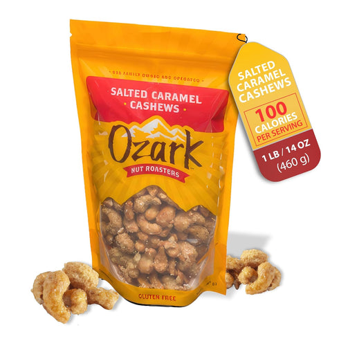 OZARK NUT ROASTERS, Salted Caramel Cashews, Flavored Snack Nuts, Gluten-Free Gourmet Candied