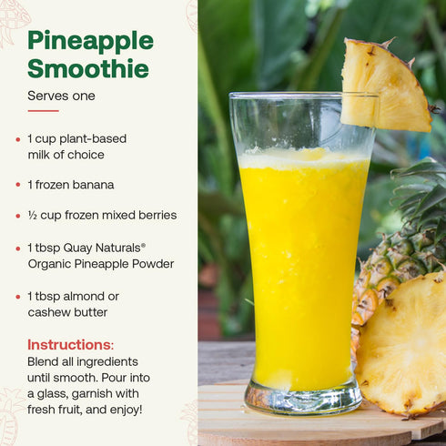 8oz, Quay Naturals Organic Pineapple Powder, USDA Organic, Freeze-Dried Pineapple Fruit Powder, No Additives