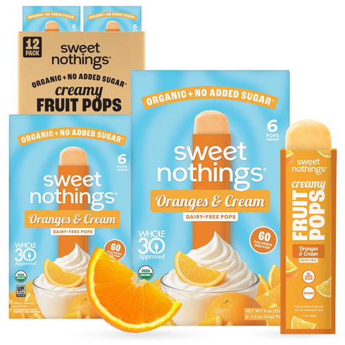 Sweet Nothings, Oranges & Cream 12 Count, Organic Dairy-Free Fruit Pops, No