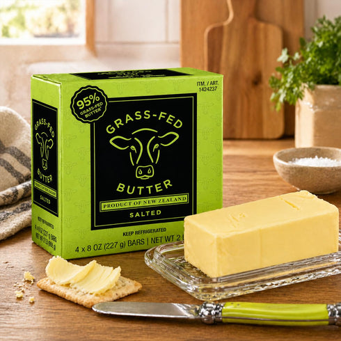 Generic 4 8 oz 32 oz 2 lb Grass-Fed Salted Butter, Product of New Zealand, Rich Creamy Butter Bars for Cooking, Baking