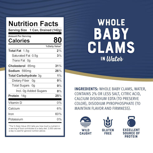 1 1 Snow's Whole Clam Bundle - Bottle Juice and Can Whole Clams for Chowders, Soups, and Stews