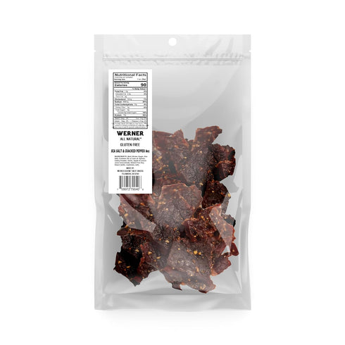 (8 Werner Beef Jerky All Natural Meat Snack Half Pounder High Protein Snack, Gluten-Free, No Artificial Ingredients, No