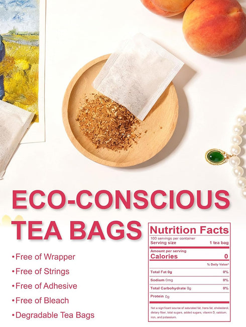 100 Count TeeLux Peach Dandelion Burdock Root Tea Bags, Sweet Cinnamon with Zesty Ginger & Toasty Roasted Dandelion