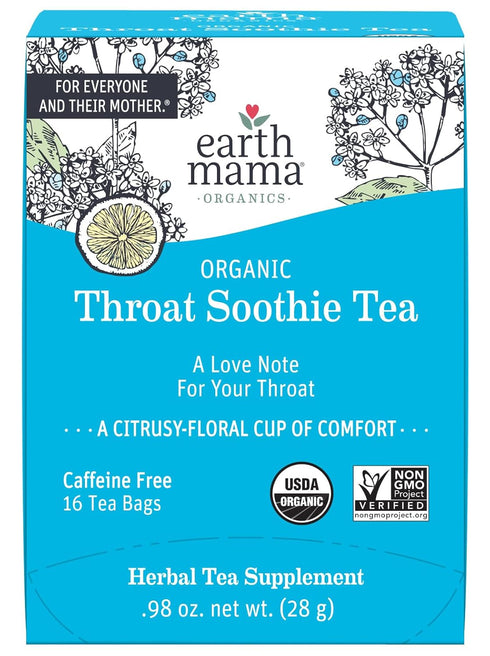 Throat Soothie Tea with Elderflower for Immune Support - 16-Count, Safe for Kids & During Pregnancy