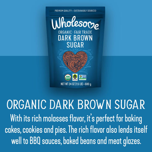 24oz, 6-Pack Wholesome Fair Trade Organic Dark Brown Sugar