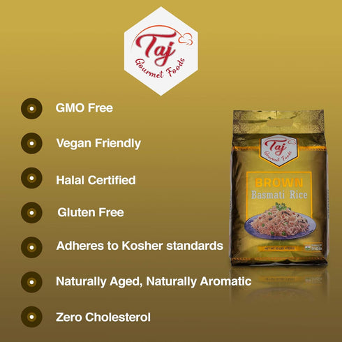 TAJ Gourmet Foods 10-Pounds TAJ Gourmet Brown Basmati Rice, Naturally Aged