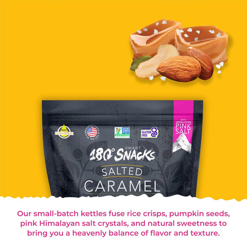 180 15 oz Snacks Salted Caramel Almond Cashew with Himalayan Salt - Delicious, Bite-Size Healthy Snacks - Non GMO