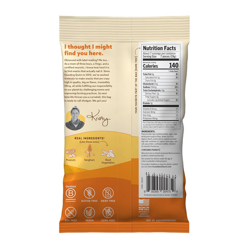 7 Oz (Pack 8) Quinn Gluten Free Peanut Butter Filled Pretzel Nuggets - Made with Real Ingredients, Whole Grain Sorghum