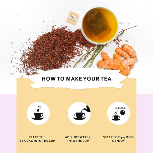 Olinda Turmeric Rooibos Tea, Caffeine Free Organic Herbal Tea Bags, Antioxidant Rich, 28 Bags - Pack of 1