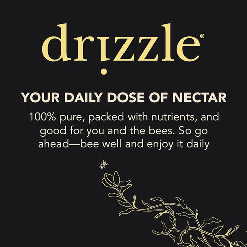 13.2 oz (375 Drizzle Golden Raw Honey - All Natural Pure Raw Honey, Unfiltered & Unheated, Use in Tea & Coffee, Sugar