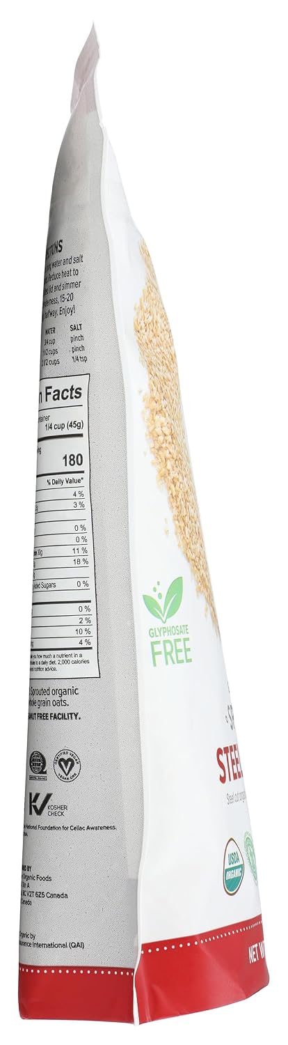 24Oz, 24 OZ ONE DEGREE ORGANIC FOODS Organic Oats Sprouted Steel Cut