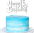 Paroke & Bubble Silver Glitter Happy 15th Birthday Cake Topper for 15th Birthday Party Decoration