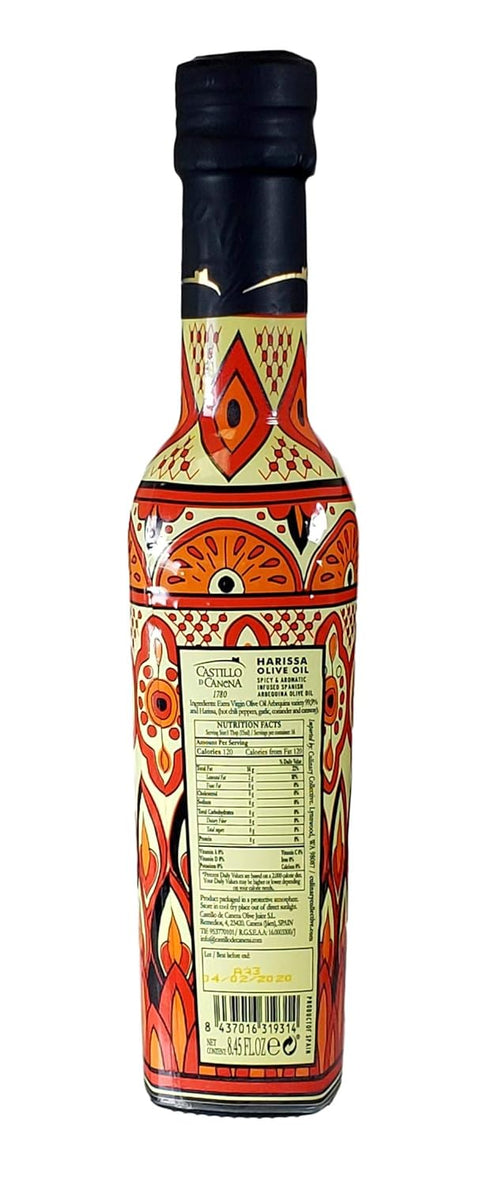 (250 ml) Castillo de Canena Harissa Spicy and Aromatic Infused Extra Virgin Olive Oil Spanish Arbequina Olives