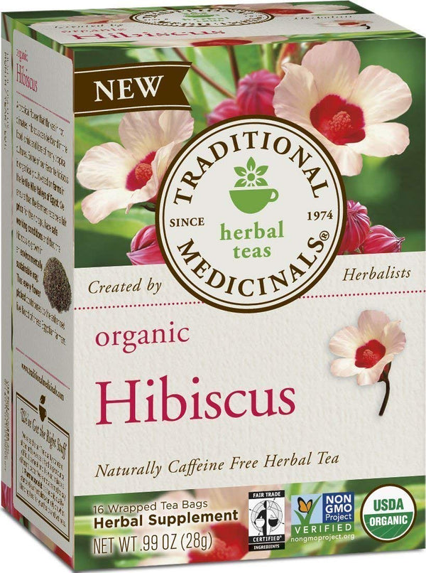 Traditional Medicinals Organic Hibiscus Herbal Tea, Supports Heart Health, (Pack of 2) - 32 Total Tea Bags