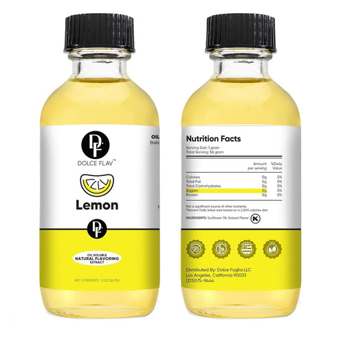 2 Pack 2 Dolce Flav Natural Lemon Extract Ounce Oil-Soluble Kosher, Sugar-Free, Concentrated Fresh Citrus Lemon Flavor