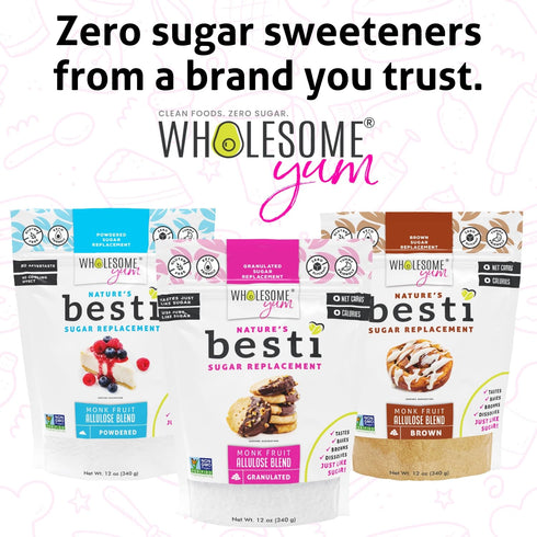 (12 oz) Wholesome Yum Besti Natural Powdered Sugar Substitute - Keto Confectioners Monk Fruit Sweetener Blend