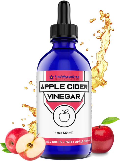 FWS Apple Cider Vinegar - Apple Flavored ACV Supplement Drops - Organic,