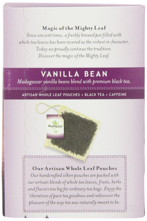 Mighty Leaf Vanilla Bean Black Tea, Rich Creamy Flavor, 15 Silk Bags, Pack of 3