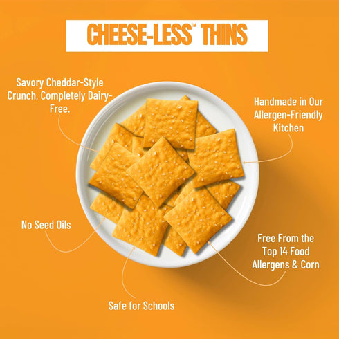 4oz Every Body Eat Snack Cracker Thins, Cheese-Less - Gluten Free, Vegan, Dairy Free, and Seed Oil Free
