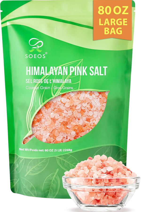 Soeos Himalayan Pink Salt, Coarse Grain, 5 Lbs (Pack of 1), Himalayan