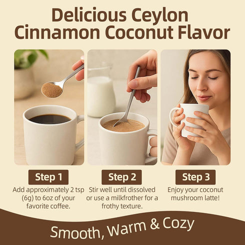 50 20-in-1 14 Mushroom Coffee Creamer, Servings, Superfood Coconut Creamer Powder with Mushroom Supplements