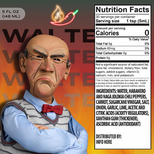 5 oz) Jeff Dunham - Walter's Garlic & Habanero Hot Sauce | Bold and Spicy Sauce Infused with the Perfect Amount