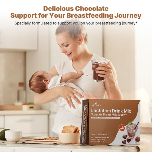 16 Count Temimar Lactation Drink Mix for Breastfeeding, with Fenugreek, Milk Thistle, Electrolytes for Healthy Milk