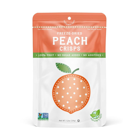 Pack 12 (1.2 oz Nature's Turn Freeze-Dried Fruit Snacks Peach and Apple, of Each)