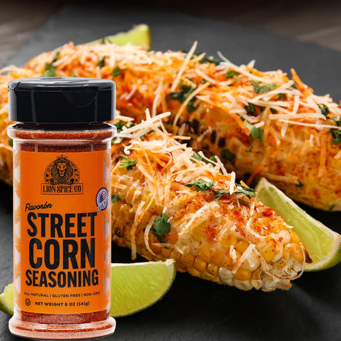 Lion Spice Co. Mexican Street Corn Seasoning Authentic Elote Spice Mix for Corn on the Cob, Popcorn & Snacks | Chili