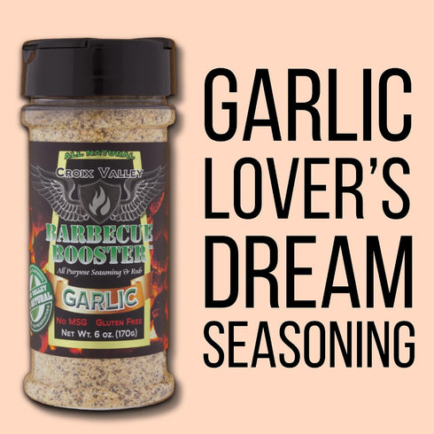 3 Pack (6 oz. Croix Valley Garlic BBQ Booster Garlic Seasoning Blend avory Garlic Spice for Chicken, Vegetables & Pasta