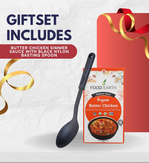 GROVE Simmer 10.58 OZ Set (2 Sauce Butter Chicken, Bundle with Black Nylon Basting Spoon Rich Tomato and Coconut Cream