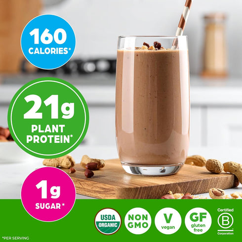 21g 6g 2.03 lb Orgain Organic Vegan Protein Powder, Chocolate Peanut Butter - Plant Protein, Prebiotic Fiber, Low Net